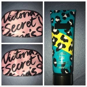 victoria secret exotic kiss lotion and makeup bag